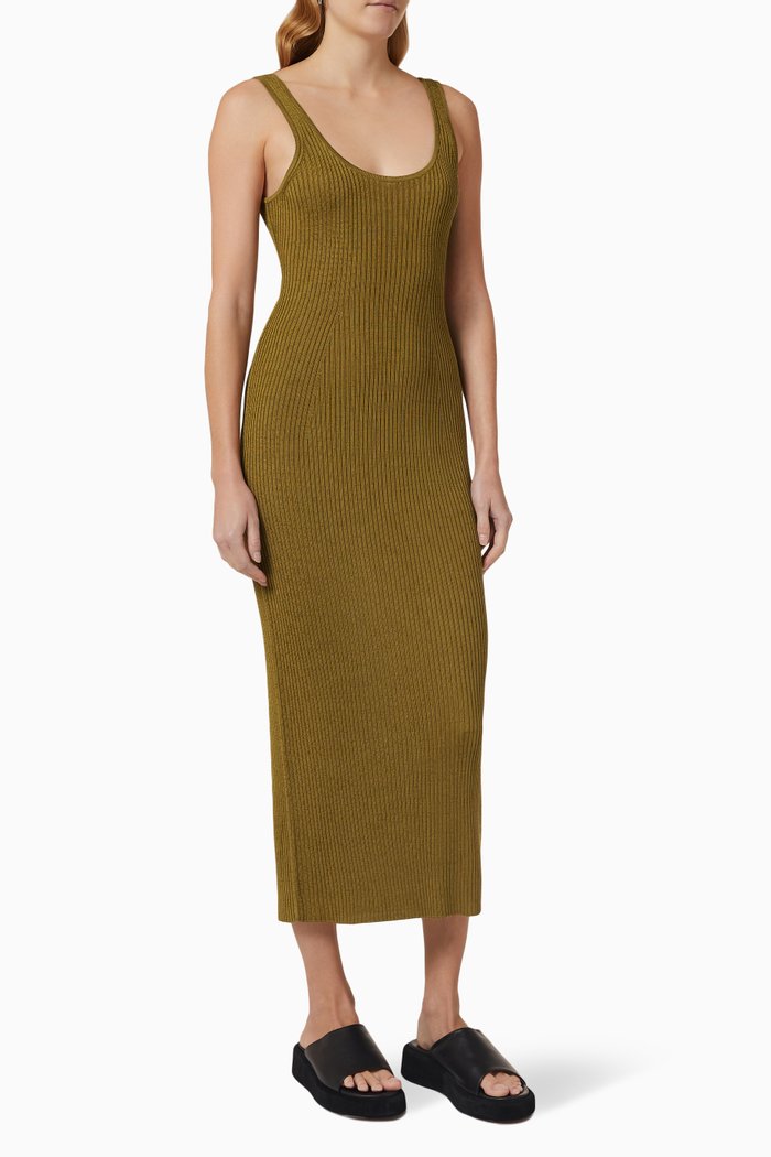 

Leah Twist Back Midi Dress in Tencel™, Brown