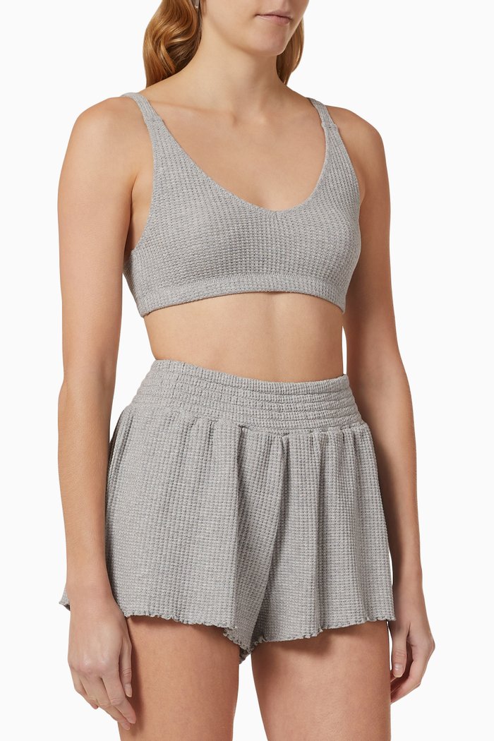 

Bra & Shorts Set in Waffle Knit, Grey