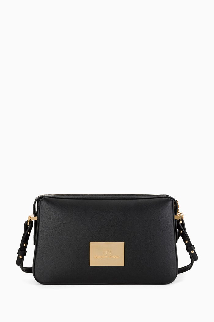 

Medium Shoulder Bag in Faux Leather, Black