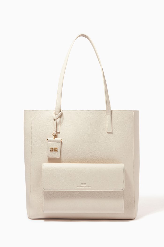 

Large Tote Bag in Tumbled Faux Leather, Neutral