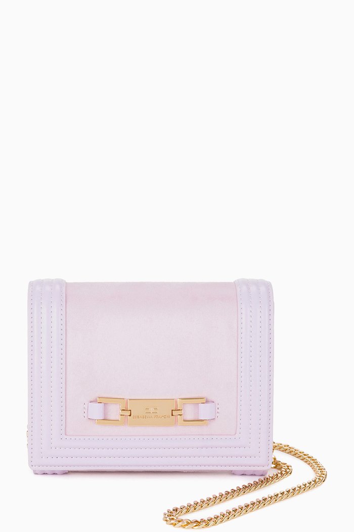 

Shoulder Bag in Faux Suede & Leather, Purple