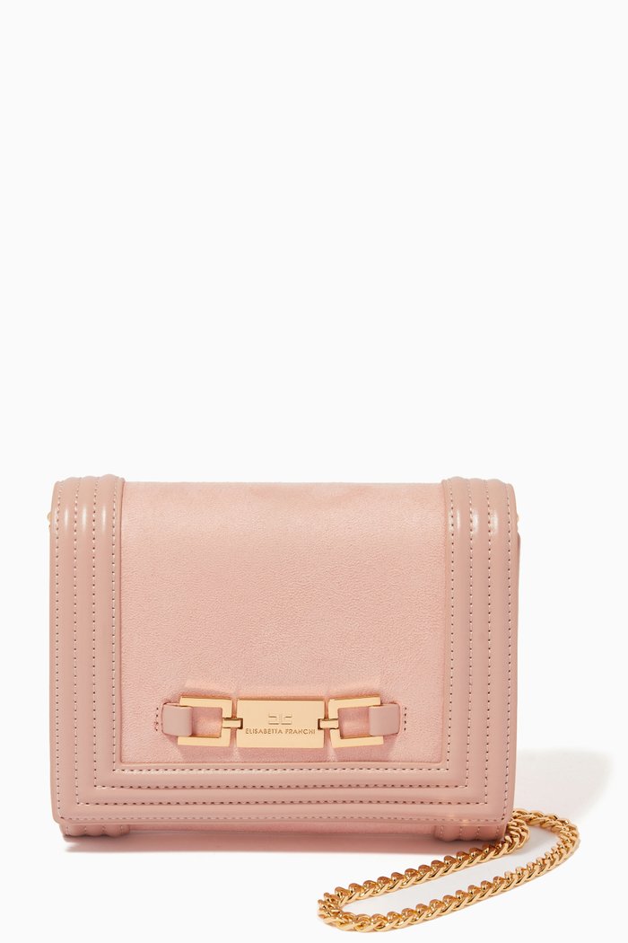 

Shoulder Bag in Faux Suede & Leather, Neutral