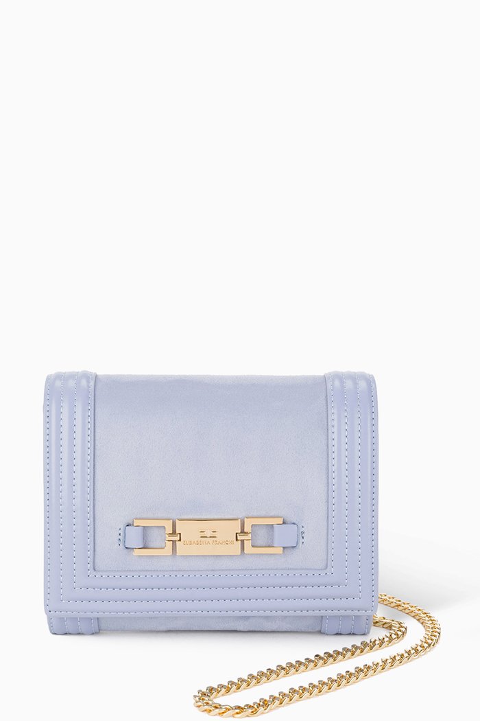 

Shoulder Bag in Faux Suede & Leather, Purple