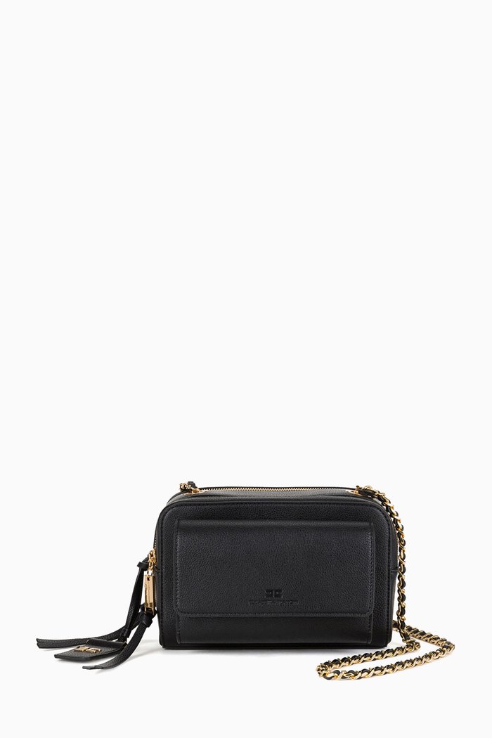 

Shoulder Bag in Tumbled Faux Leather, Black