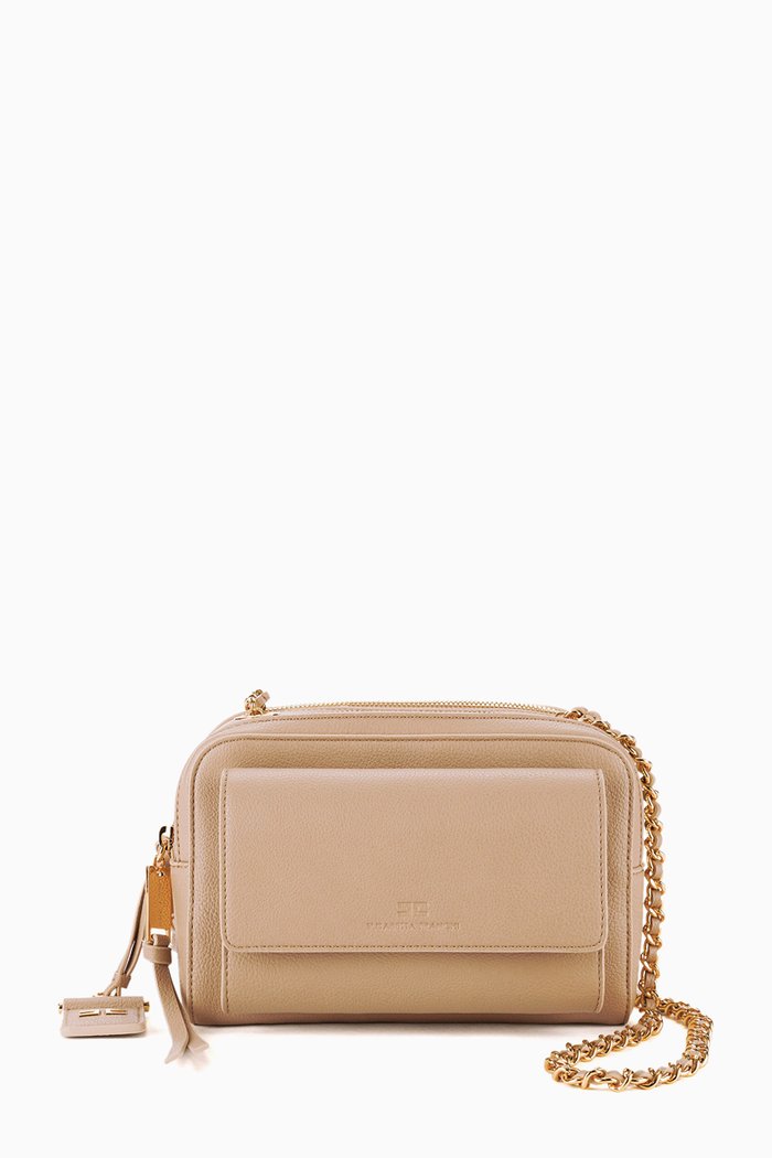 

Shoulder Bag in Tumbled Faux Leather, Brown
