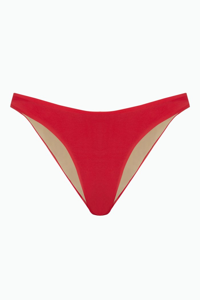 

High Cut Teeny Bikini Bottoms in Stretch Nylon, Red