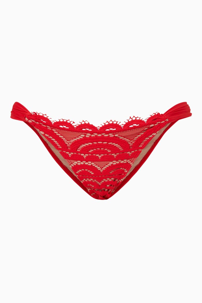 

Lace Fanned Teeny Bikini Bottoms in Stretch Nylon, Red