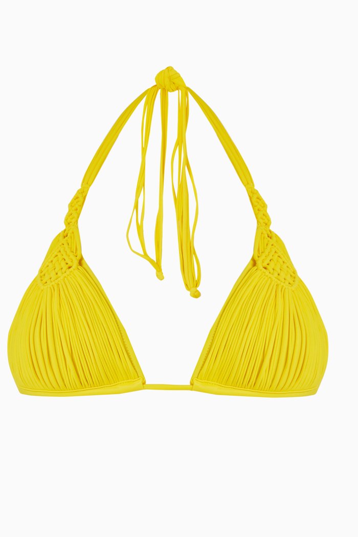 

Mila Triangle Bikini Top in Stretch Nylon, Yellow