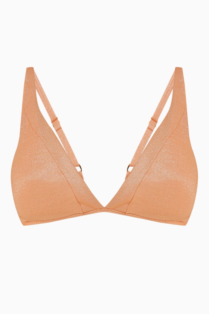 

Skylar Halter Bikini Top in Stretch Shimmer Nylon, Orange