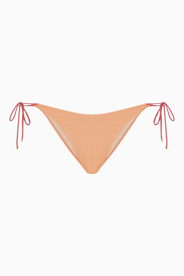 

Tie Full Bikini Bottoms in Stretch Shimmer Nylon, Orange