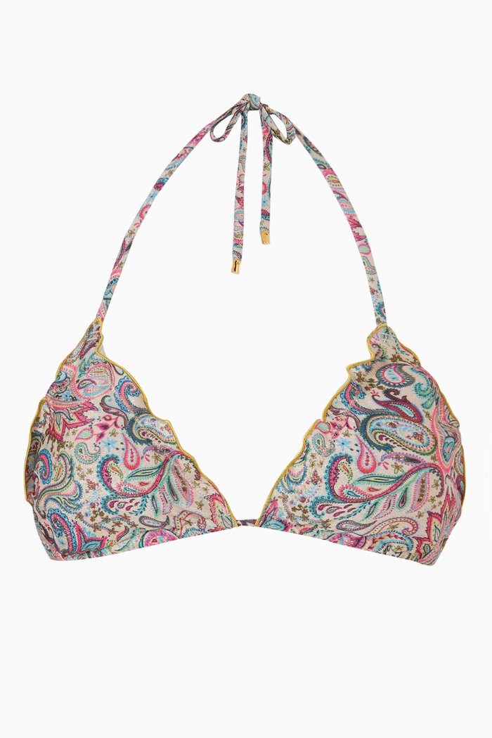 

Lettuce Edge Tri Bikini Top in Stretch Lurex Blend, Multicolour