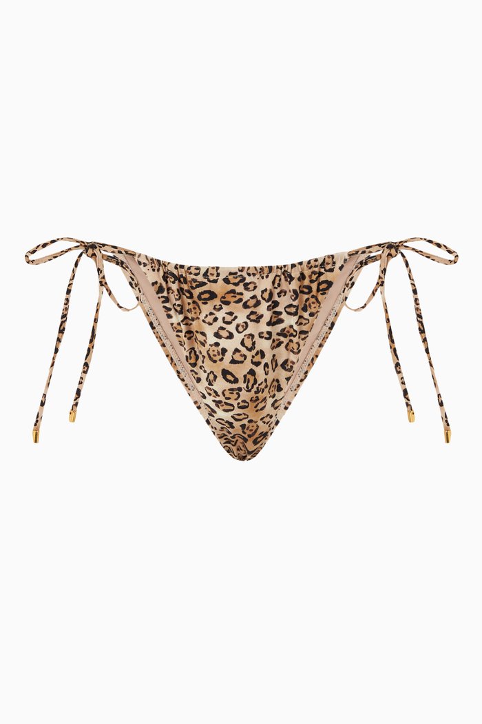 

Eden Tie Bikini Bottoms in Stretch Nylon, Brown