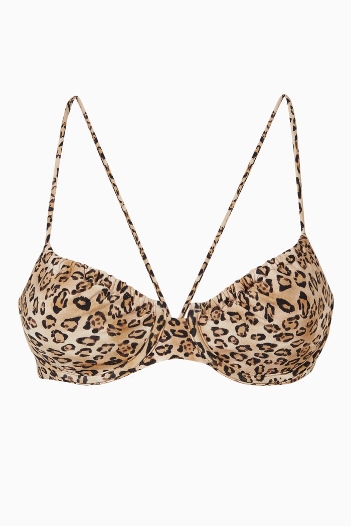 

Jasmine Underwire Bikini Top in Stretch Nylon, Brown