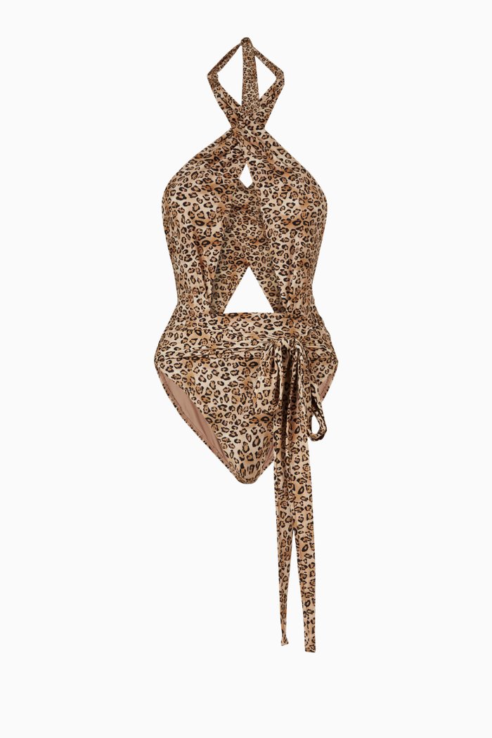 

Alex Halter Swimsuit in Stretch Nylon, Brown