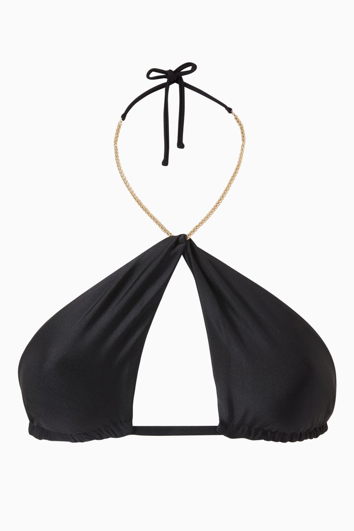 

Gwen Chain Bikini Top in Stretch Nylon, Black