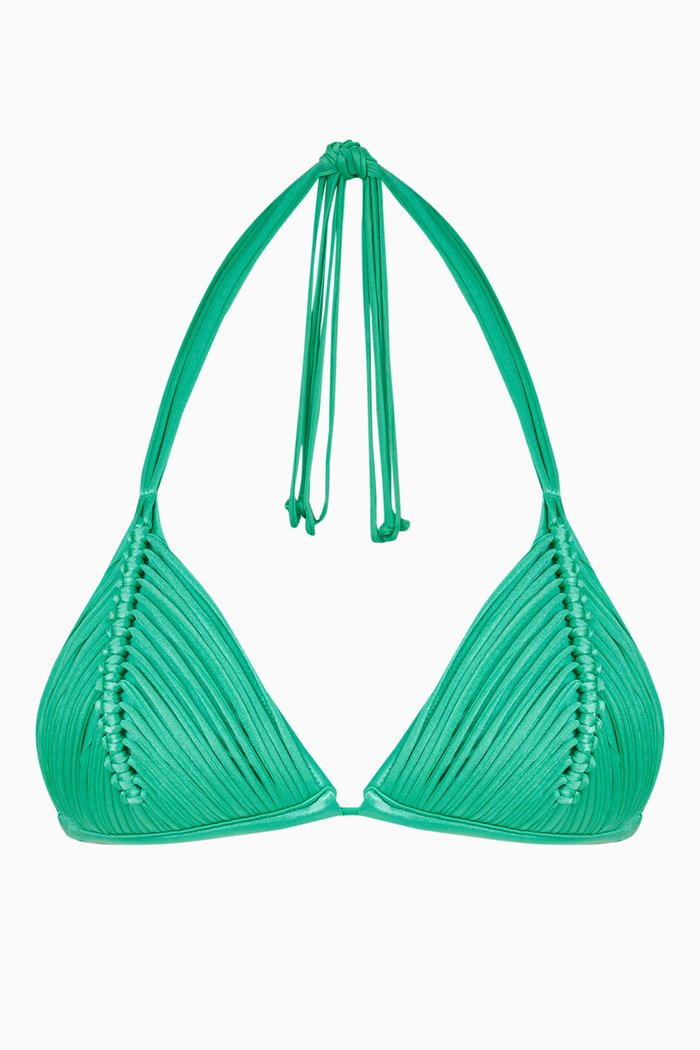 

Isla Triangle Bikini Top in Stretch Recycled Nylon, Green