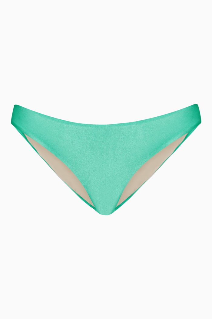 

Basic Ruched Full Bikini Bottoms in Stretch Nylon, Green