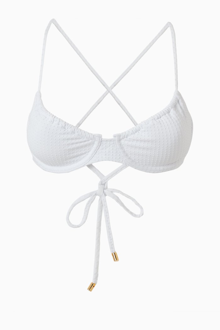 

Jasmine Underwire Bikini Top in Textured Stretch Nylon, White