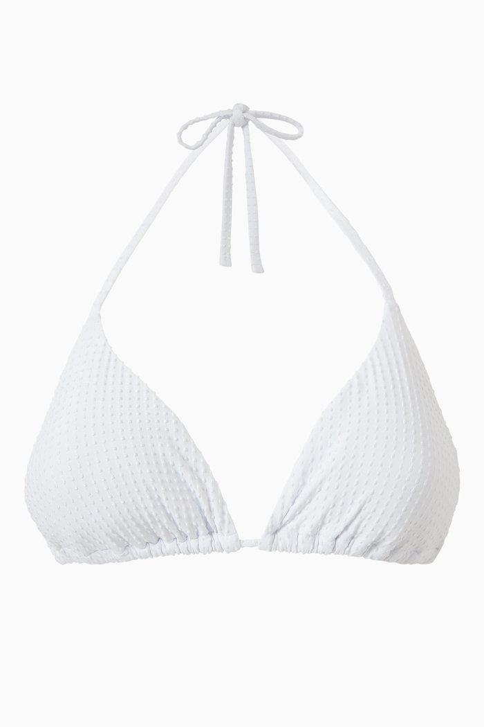 

Tri Bikini Top in Textured Stretch Nylon, White