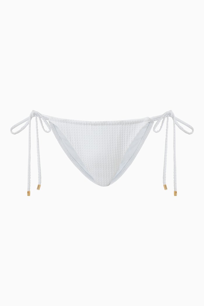 

Eden Tie Teeny Bikini Bottoms in Textured Stretch Nylon, White