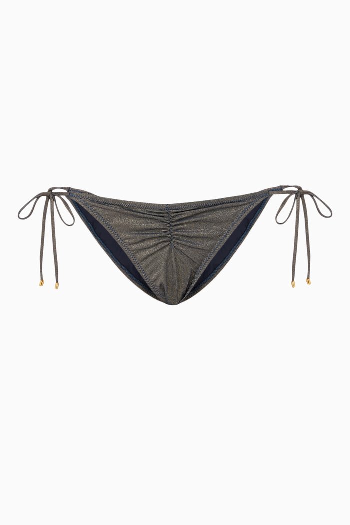 

Ruched Bikini Bottoms in Stretch Shimmer Viscose, Silver