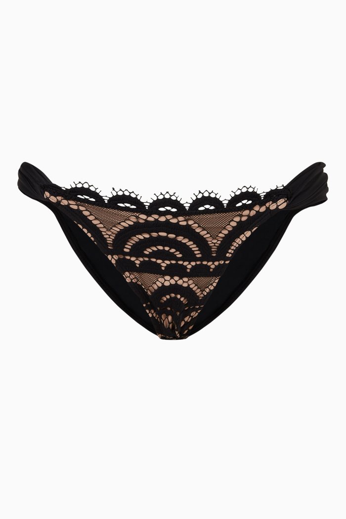 

Lace Fanned Full Bikini Bottoms in Stretch Nylon, Black