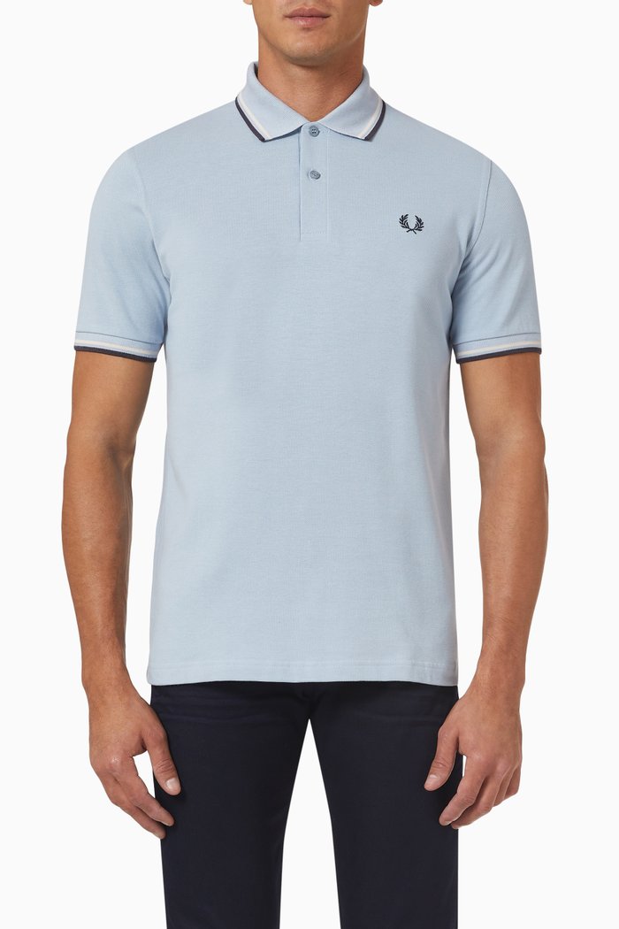 

Twin Tipped Polo Shirt in Cotton Piqué, Blue