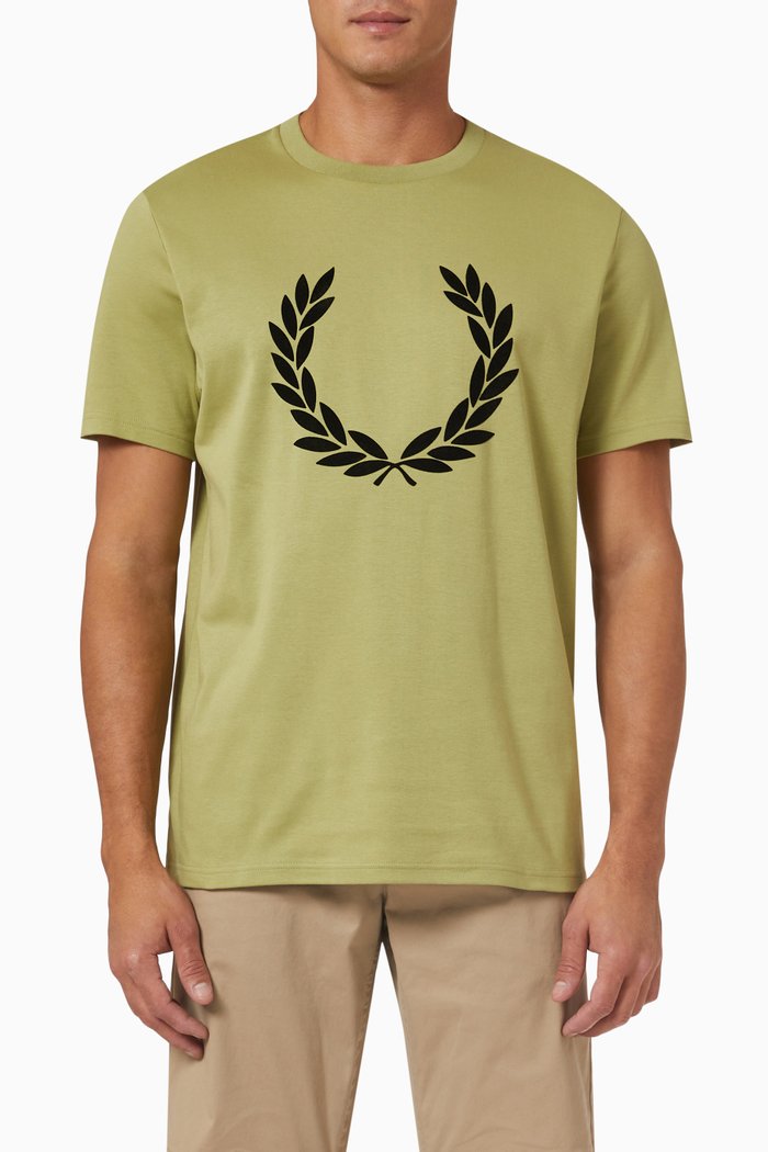 

Flock Laurel Wreath T-shirt in Cotton Jersey, Green
