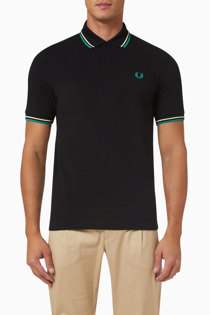 

Twin Tipped Polo Shirt in Cotton Piqué, Green