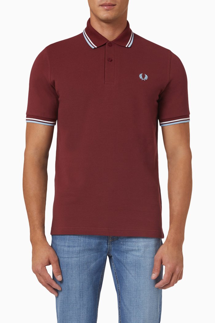 

Twin Tipped Polo Shirt in Cotton Piqué, Red
