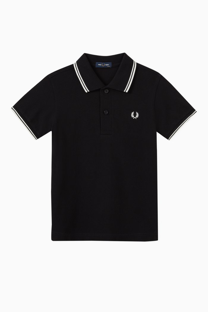 

Twin Tipped Polo Shirt in Cotton Piqué, Black