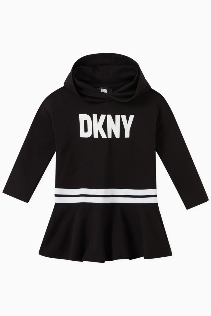 

Logo Hoodie Dress in Cotton, Black