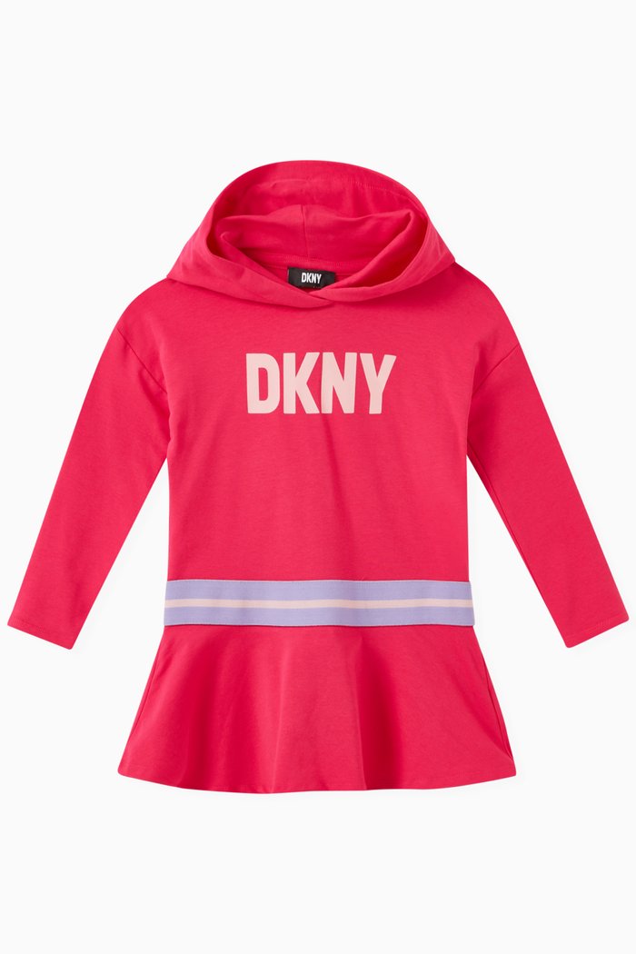 

Logo Hoodie Dress in Cotton, Pink