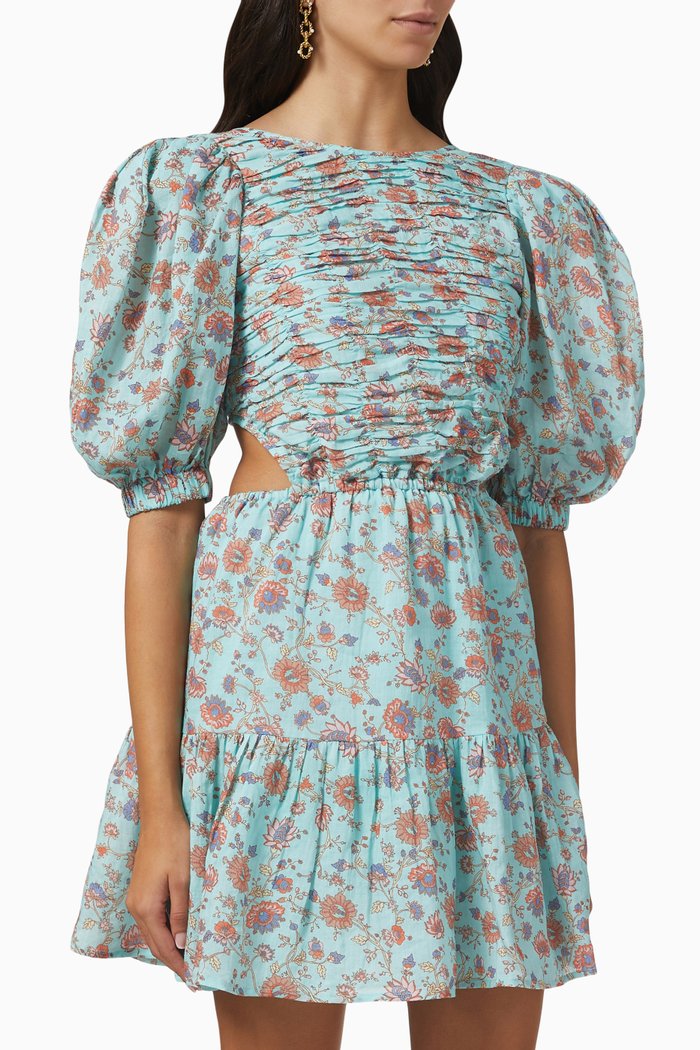 

Brita Mini Dress in Ramie, Blue