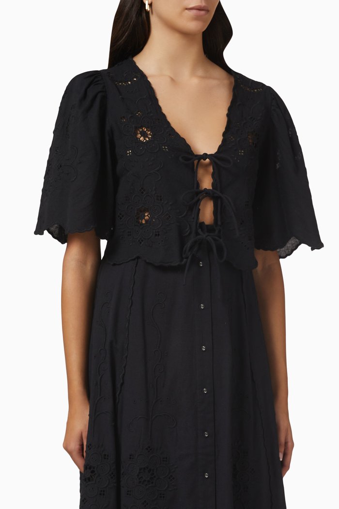 

Kiara Tie Top in Cotton, Black