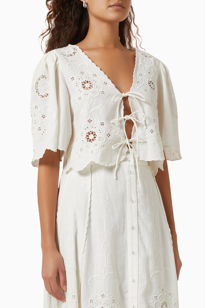 

Kiara Tie Top in Cotton, White