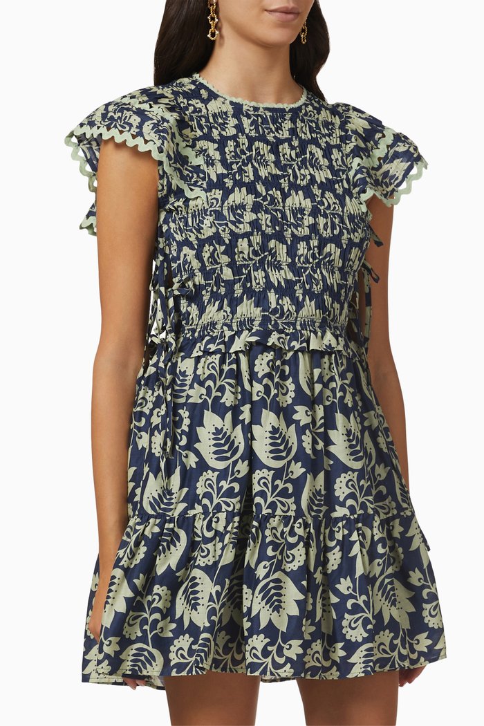 

Linda Mini Dress in Cotton, Blue
