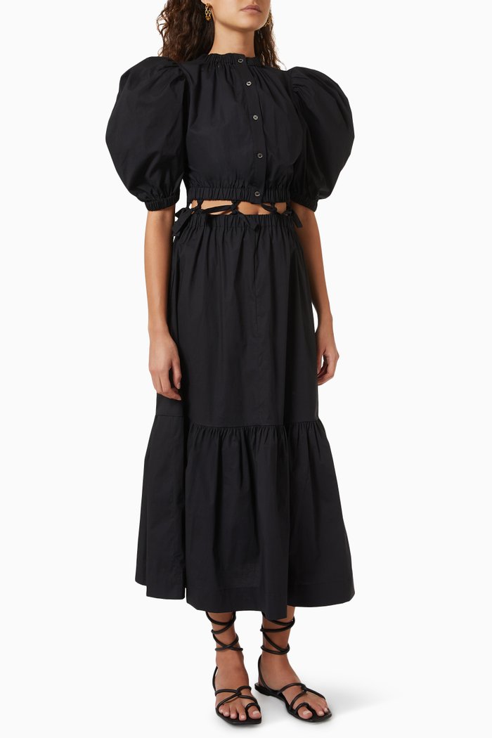 

Sloane Midi Dress in Cotton, Black