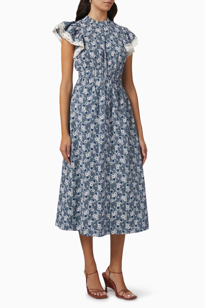 

Josefine Midi Dress in Ramie, Blue
