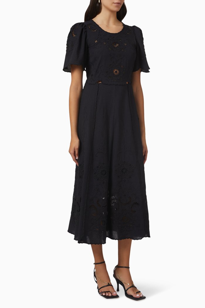 

Kiara Midi Dress in Cotton, Black