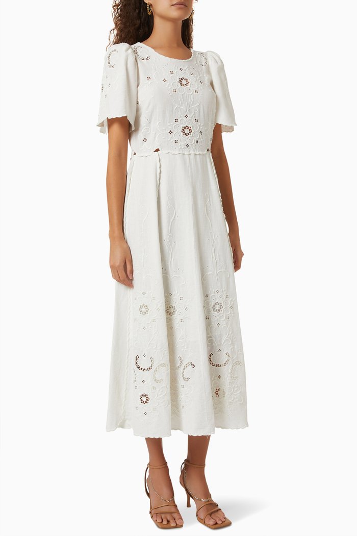 

Kiara Midi Dress in Cotton, White