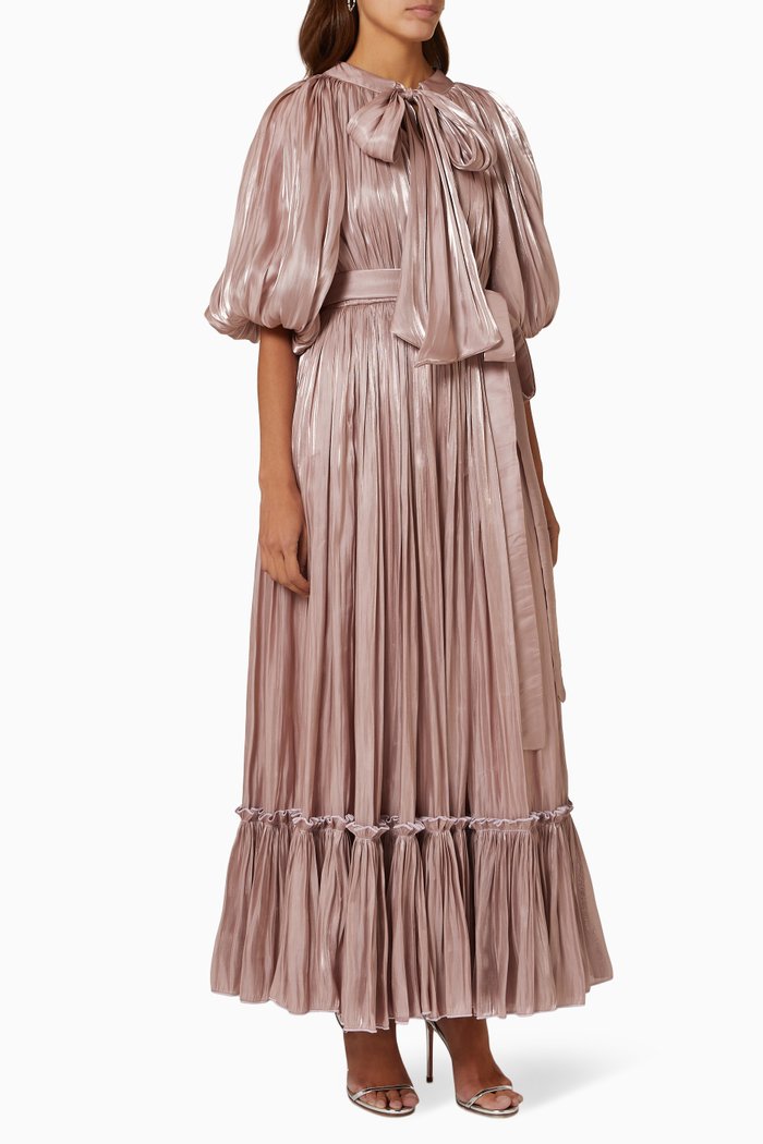 

Puff Sleeve Dress in Organza, Neutral