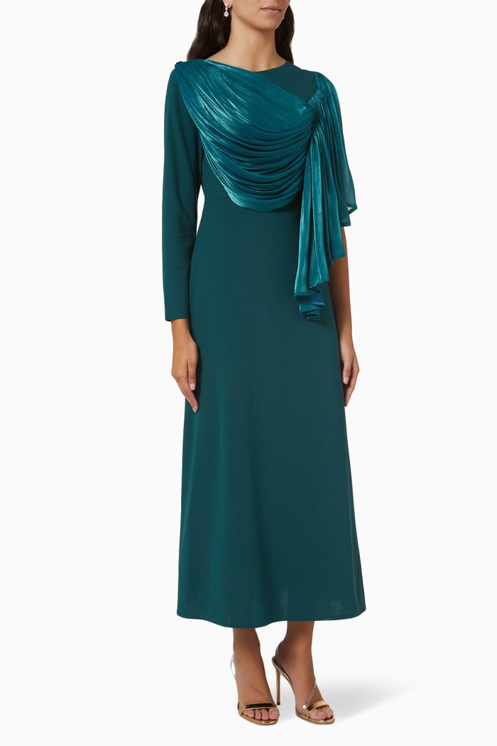 

Draped Midi Dress in Crepe, Green