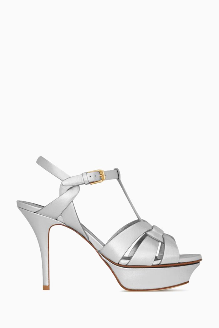 

Tribute 105 Sandals in Metallic Leather, Silver