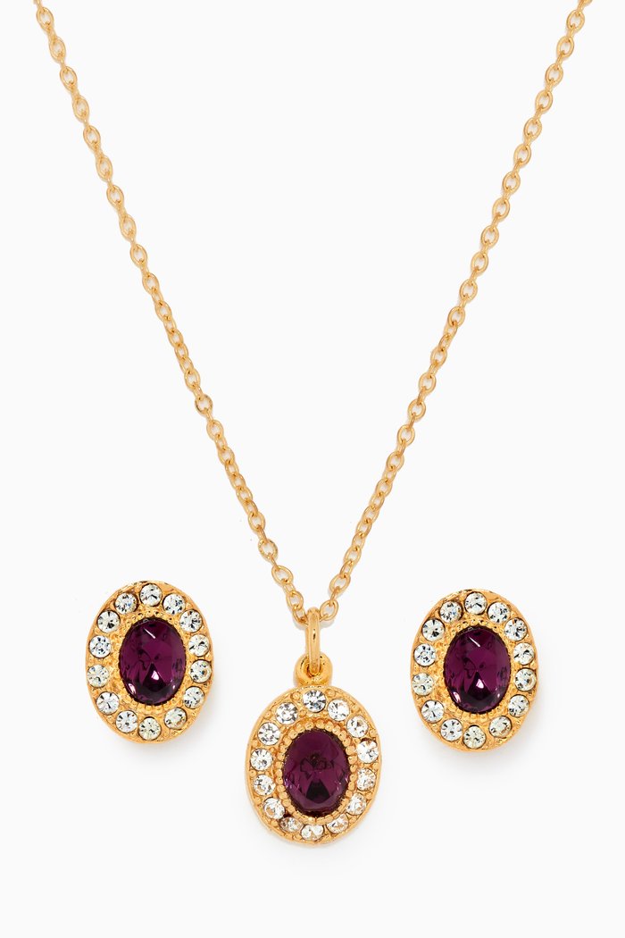 

Rediscovered 1990s Vintage Stud Earrings & Necklace Set, Gold