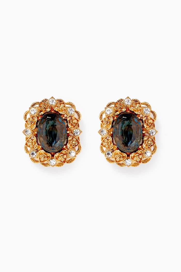 

Rediscovered 1980s Vintage Renaissance Clip Earrings, Gold