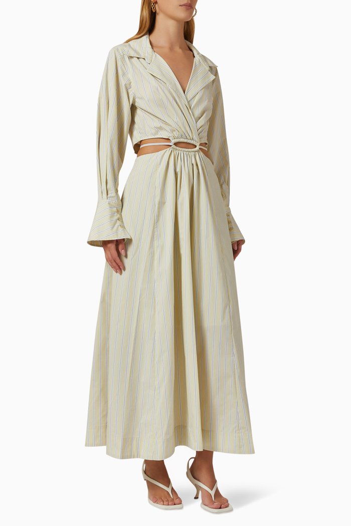 

Alex Cut-Out Shirt Dress in Cotton, Neutral