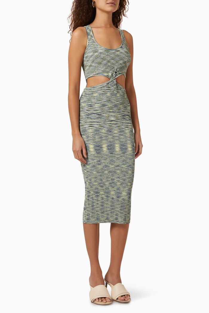 

Colleen Midi Tank Dress in Compact Rib Knit, Grey