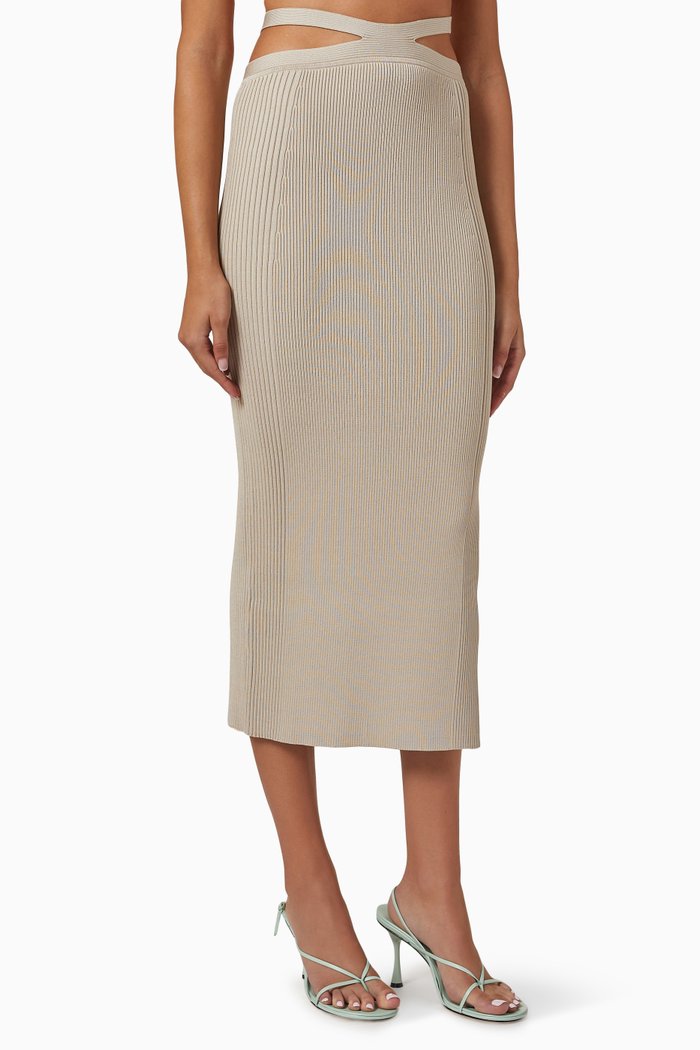 

Orion Midi Skirt in Compact Rib-knit, Neutral