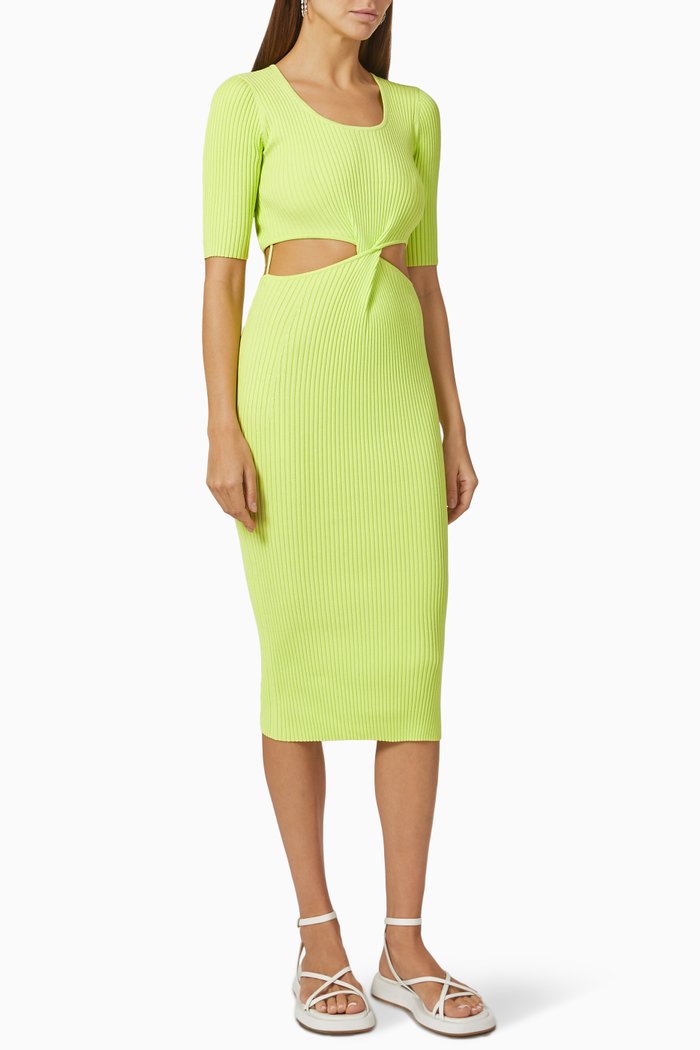 

Colette Matte Midi Dress in Compact Rib Knit, Yellow